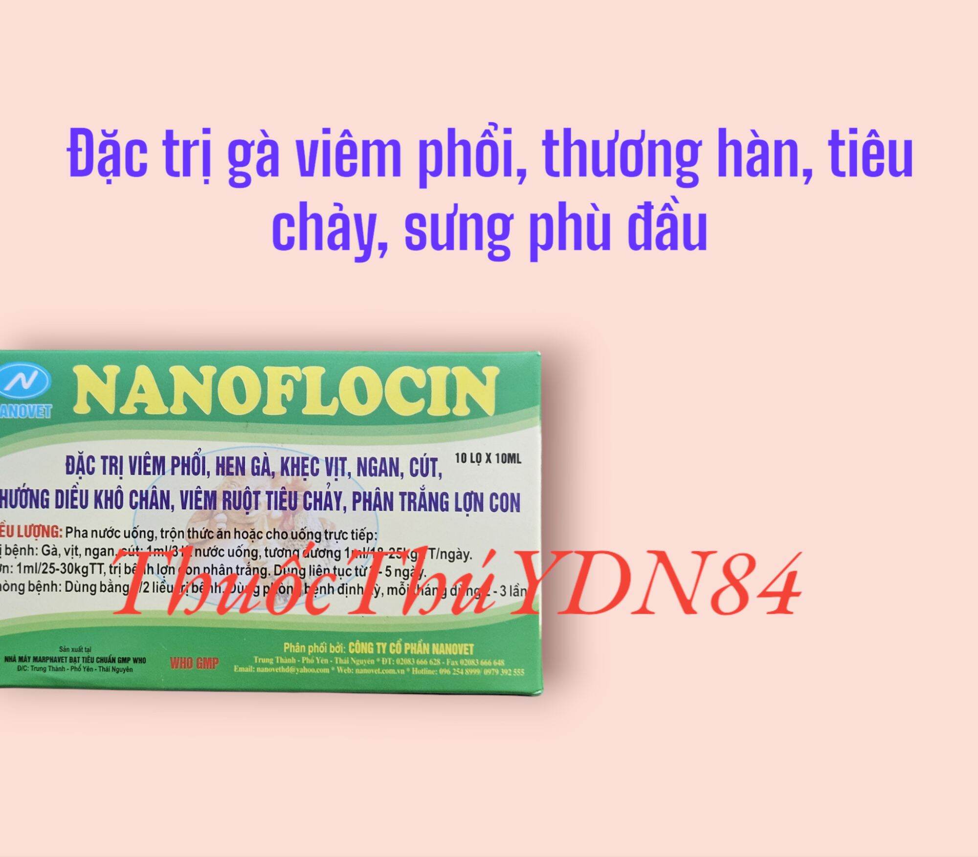 Hộp 10 lọ nanoflocin 10ml hen khẹc, thương hàn, tiêu chảy, chướng diều khô chân