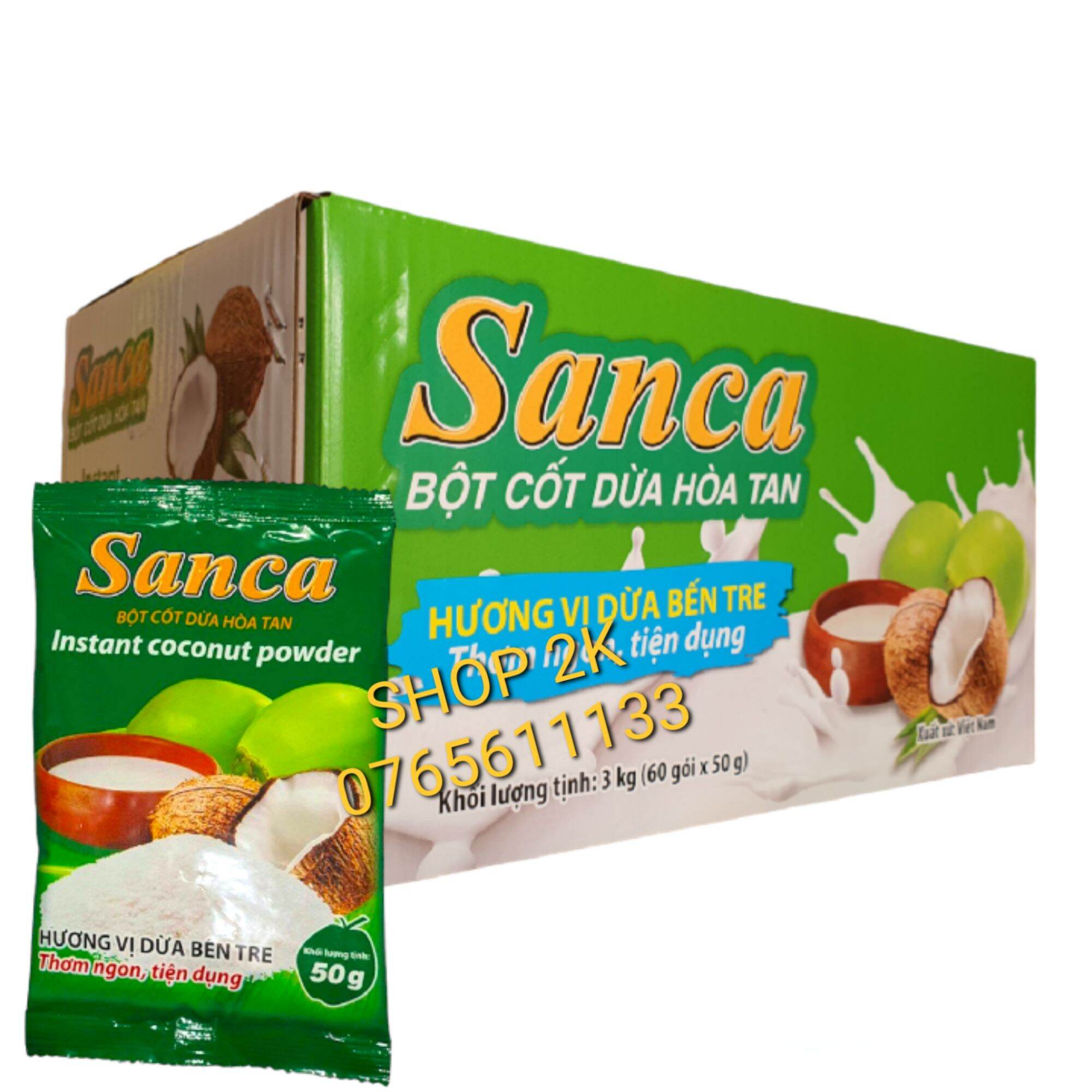 Combo 10 gói Bột Cốt Dừa SanCa 50g