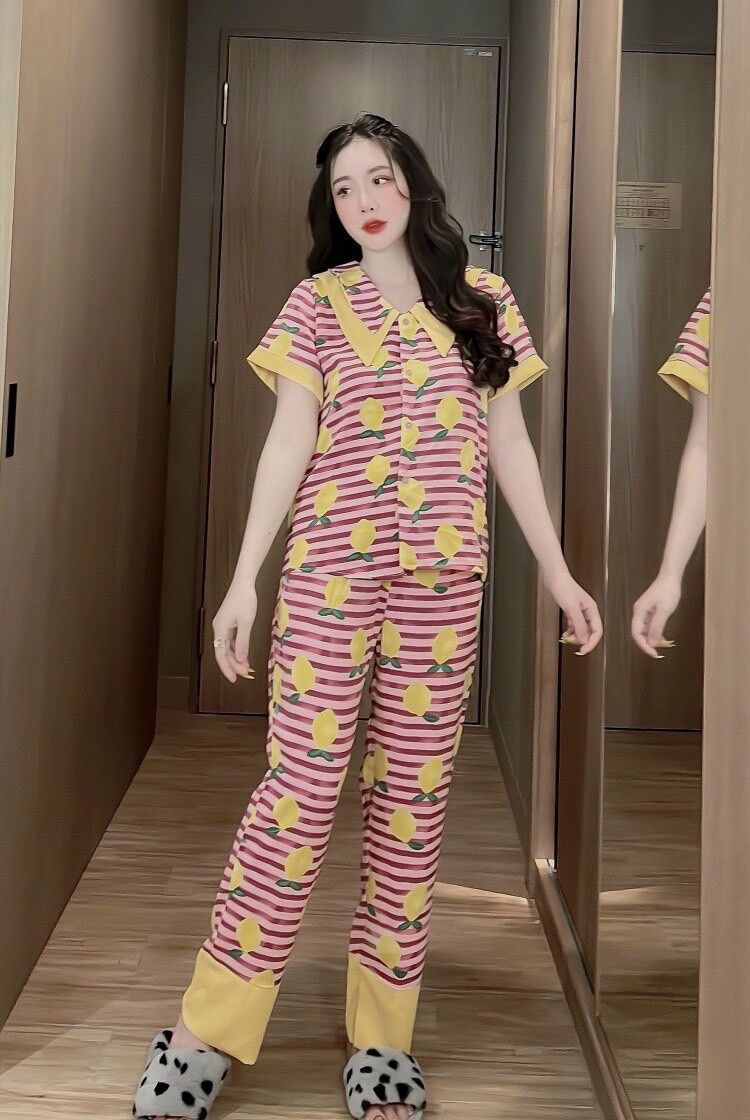Đồ ngủ mặc nhà pijama, chất mango tay ngắn [40-60kg]