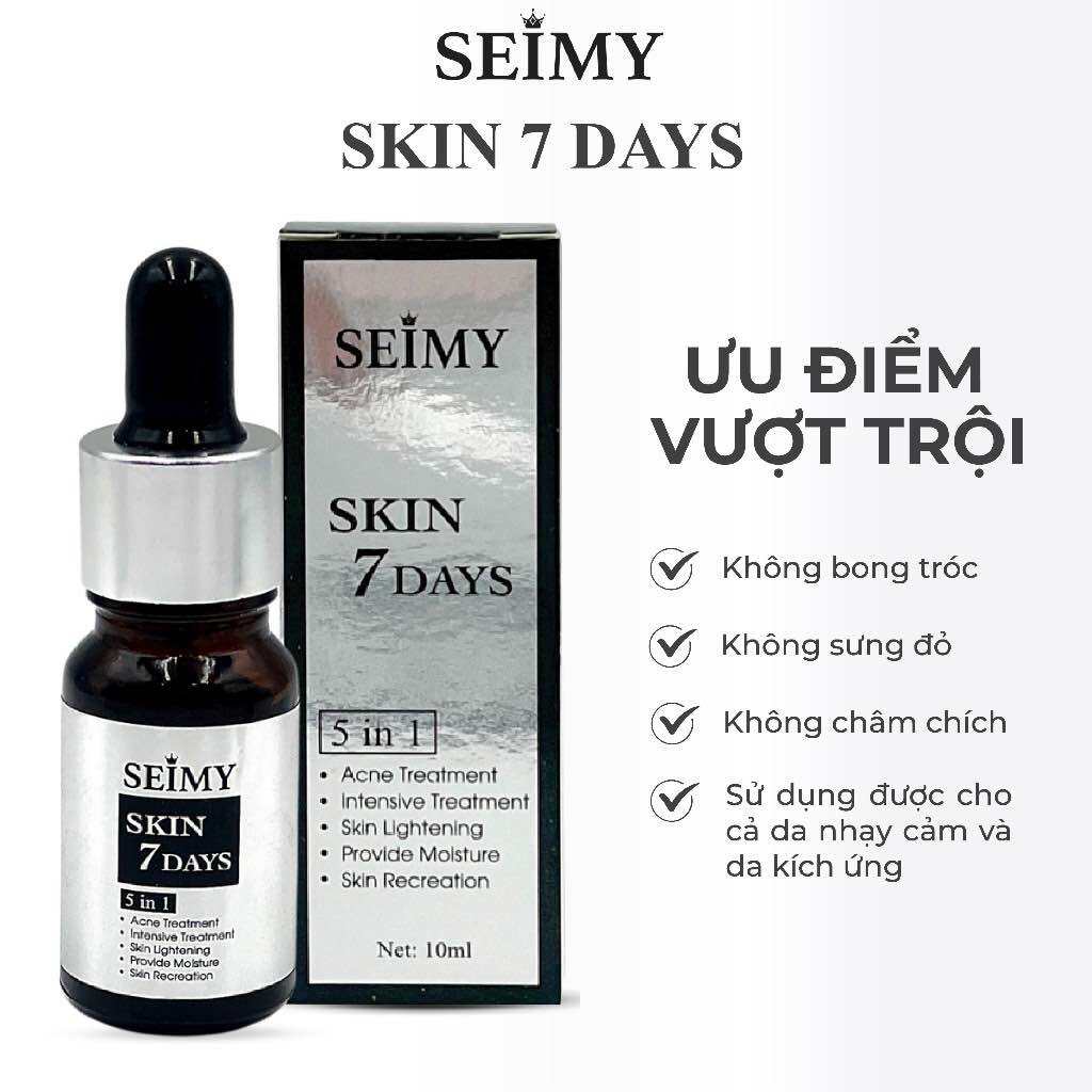 Serum giảm mụn thâm rỗ Seimy - Skin 7 Days - Công dụng 5 trong 1 hiệu quả sau 7 ngày 10ml