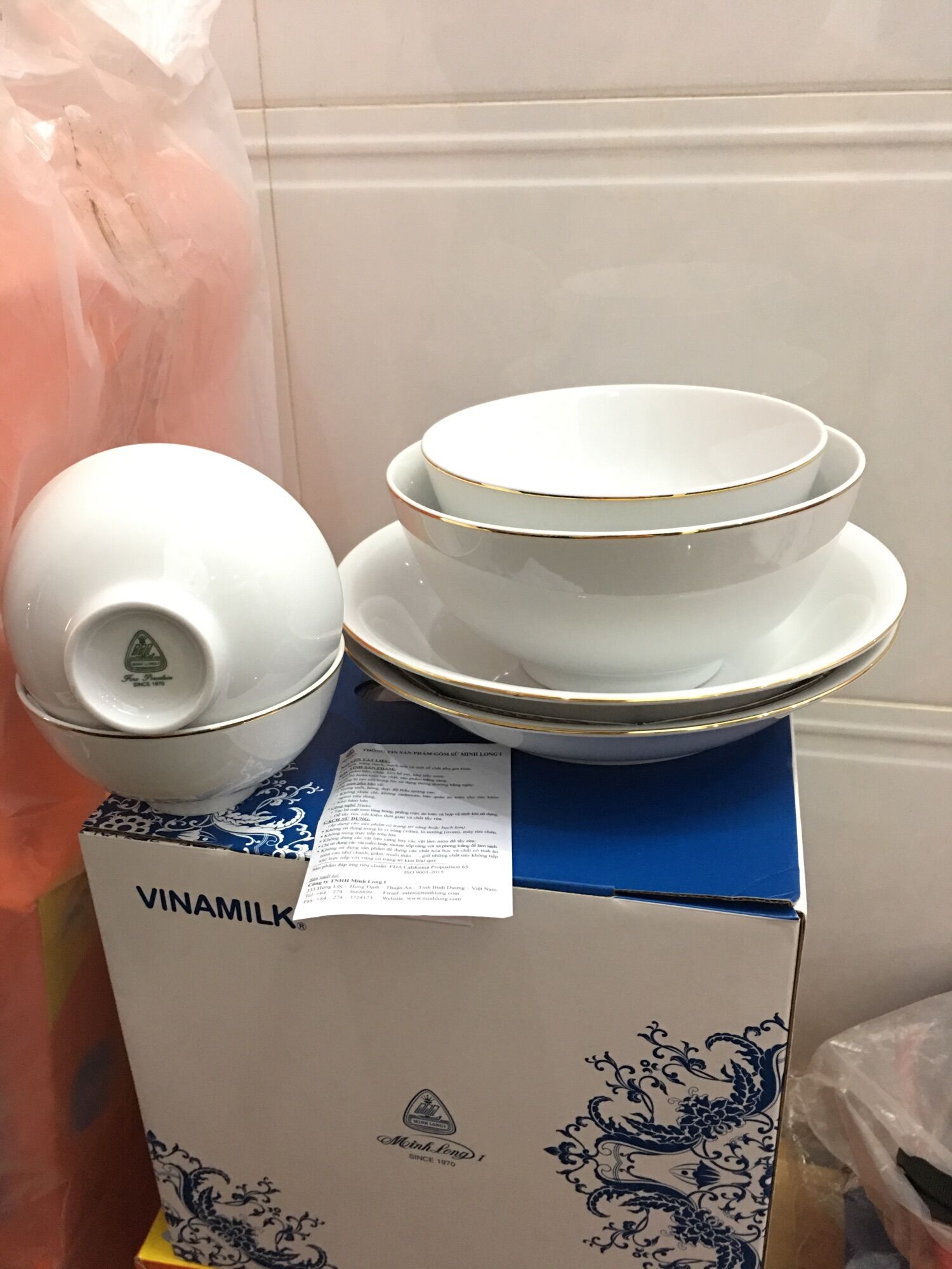 👍🧸 BỘ 6 MÓN TÔ CHÉN DĨA CAO CẤP MINH LONG 👍👍