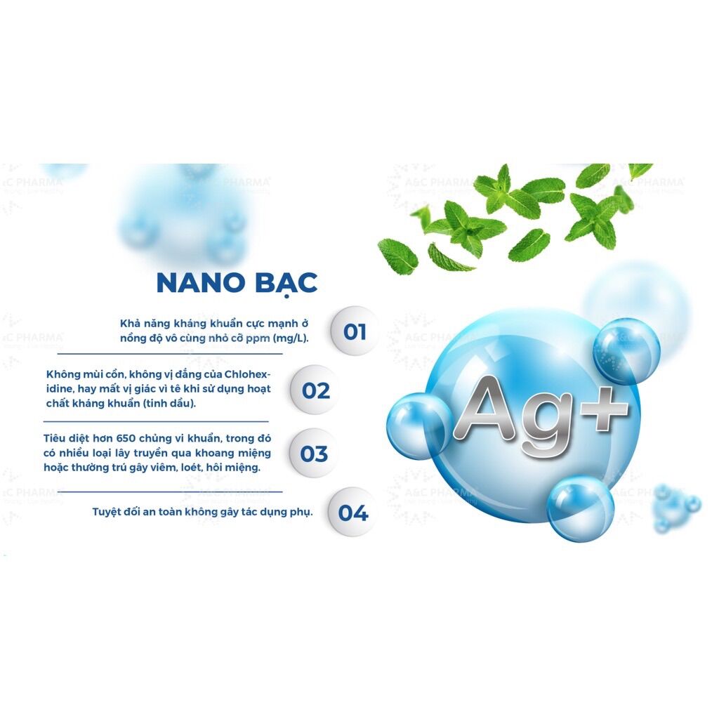 Dung Dịch Súc Miệng - Họng Diamond Nano Bạc A&C Pharma