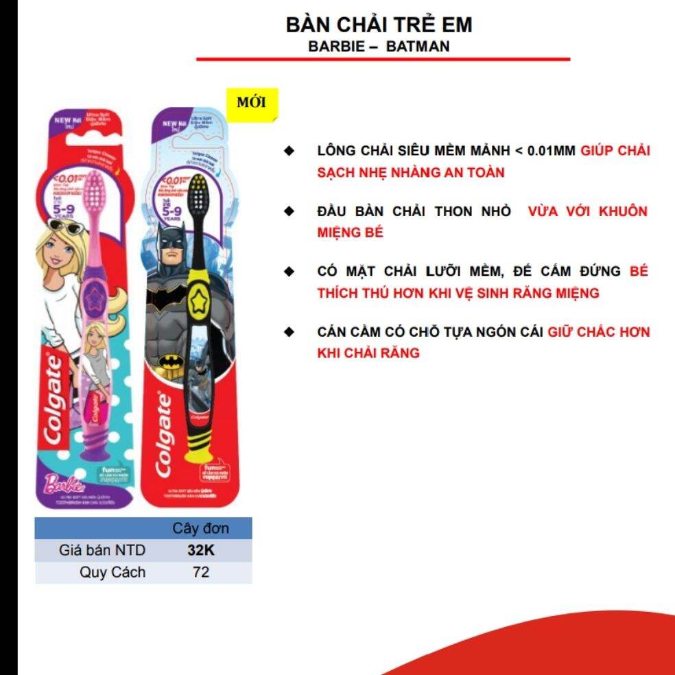 Bàn chải đánh răng Trẻ em bộ 2 cai#bàn chải trẻ em bộ 2C# BCĐR colgate trẻ em# bàn chải barbie # Bàn