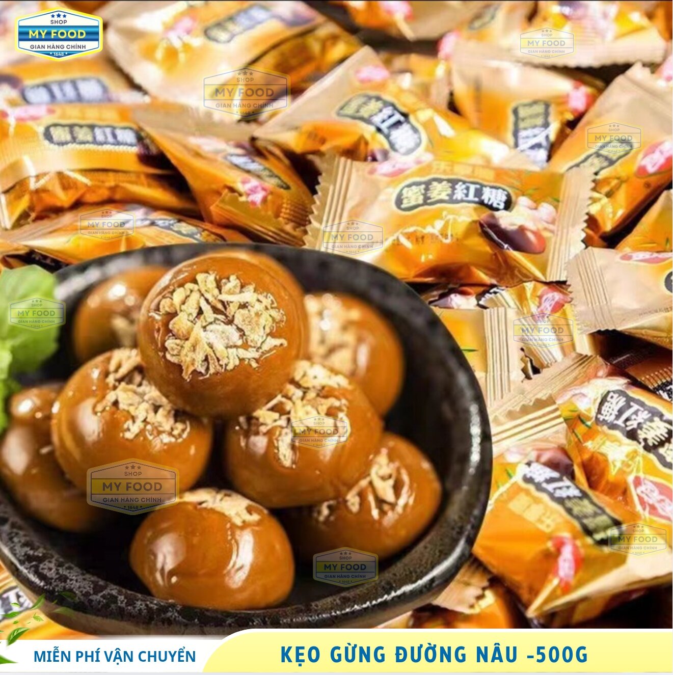 (500g)- Kẹo Gừng Đường Nâu