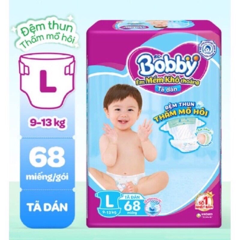 Tã dán bobby l68 mẫu mới date 2028