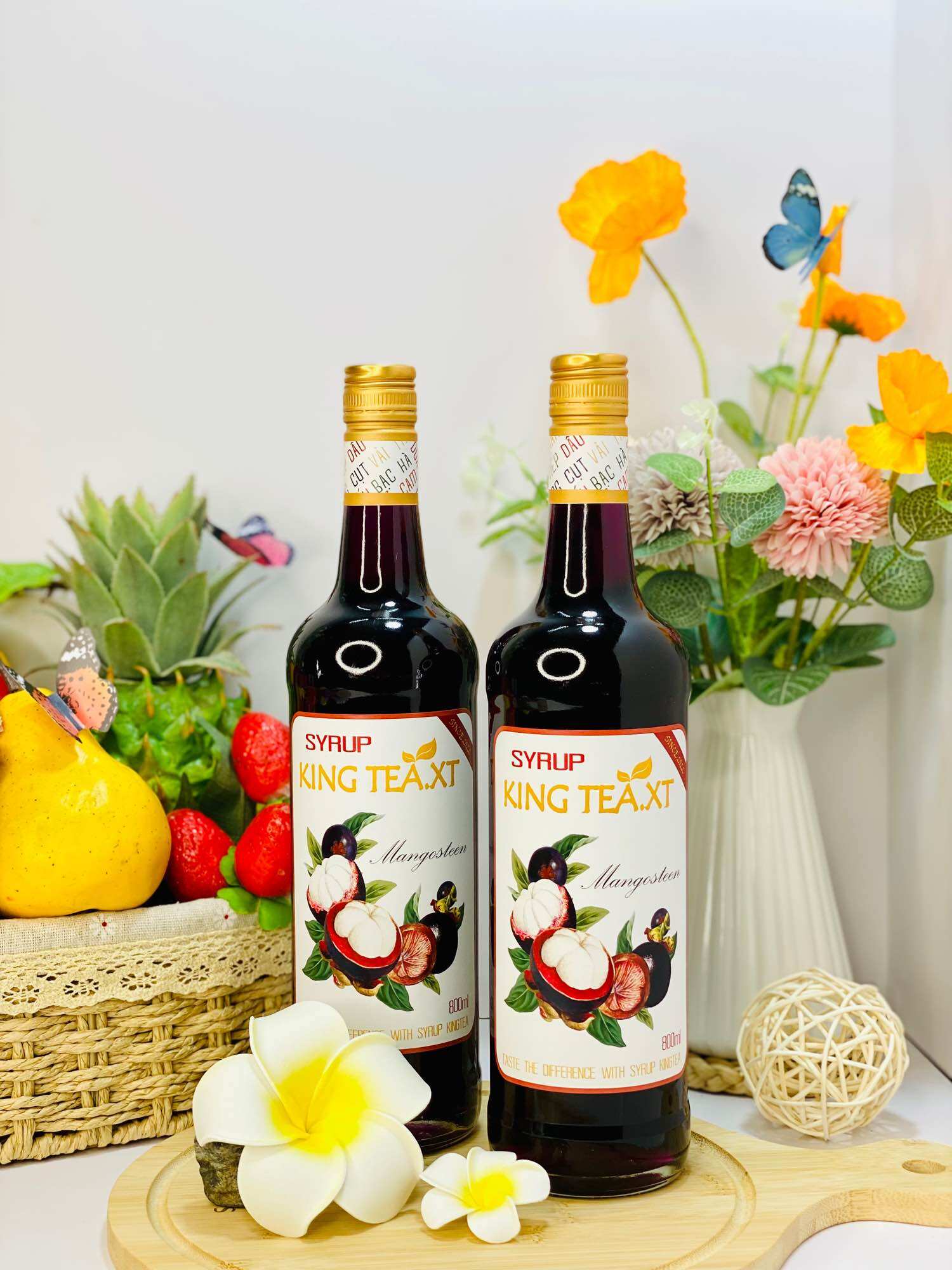 Syrup Măng Cụt Pha Chế KINGTEA.XT(Syrup Mangosteen)- Chai Thủy Tinh 800ml