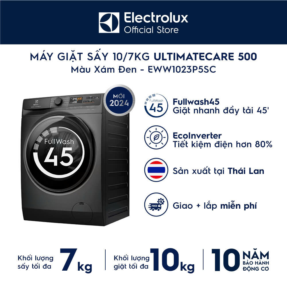 [MỚI] Máy giặt sấy Electrolux 10/7kg UltimateCare 500 EWW1023P5SC Inverter - Free Giao lắp