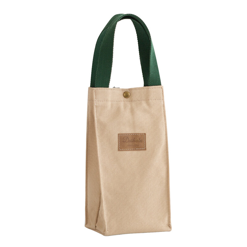 Hand Canvas Bag Portable shui bei dai Going to Work Hand Bag Universal Cup Set Simple Solid Color Small Cloth Bag Square Sling Bag