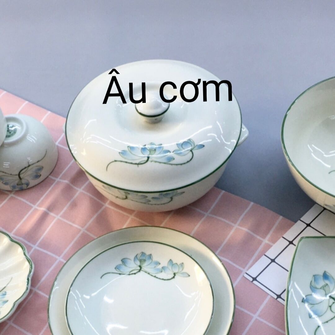 Bán lẻ bát đĩa vẽ hoa sen.Hàng sứ Bát Tràng.