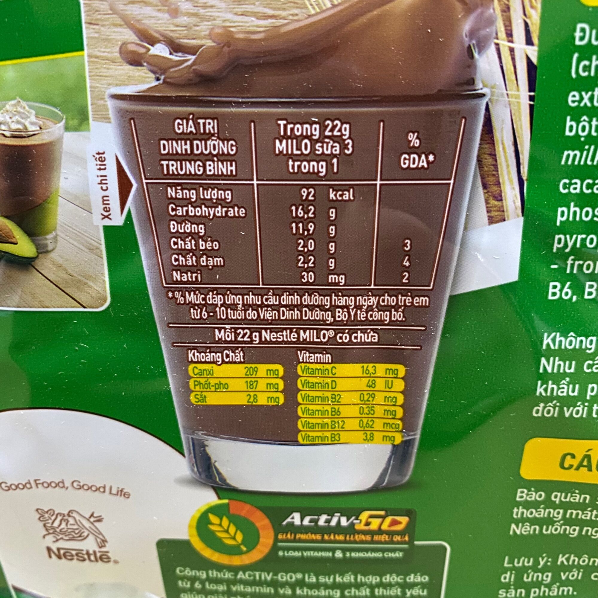[15 Gói x22g] Bịch Bột Cacao Milo Nestle 3in1