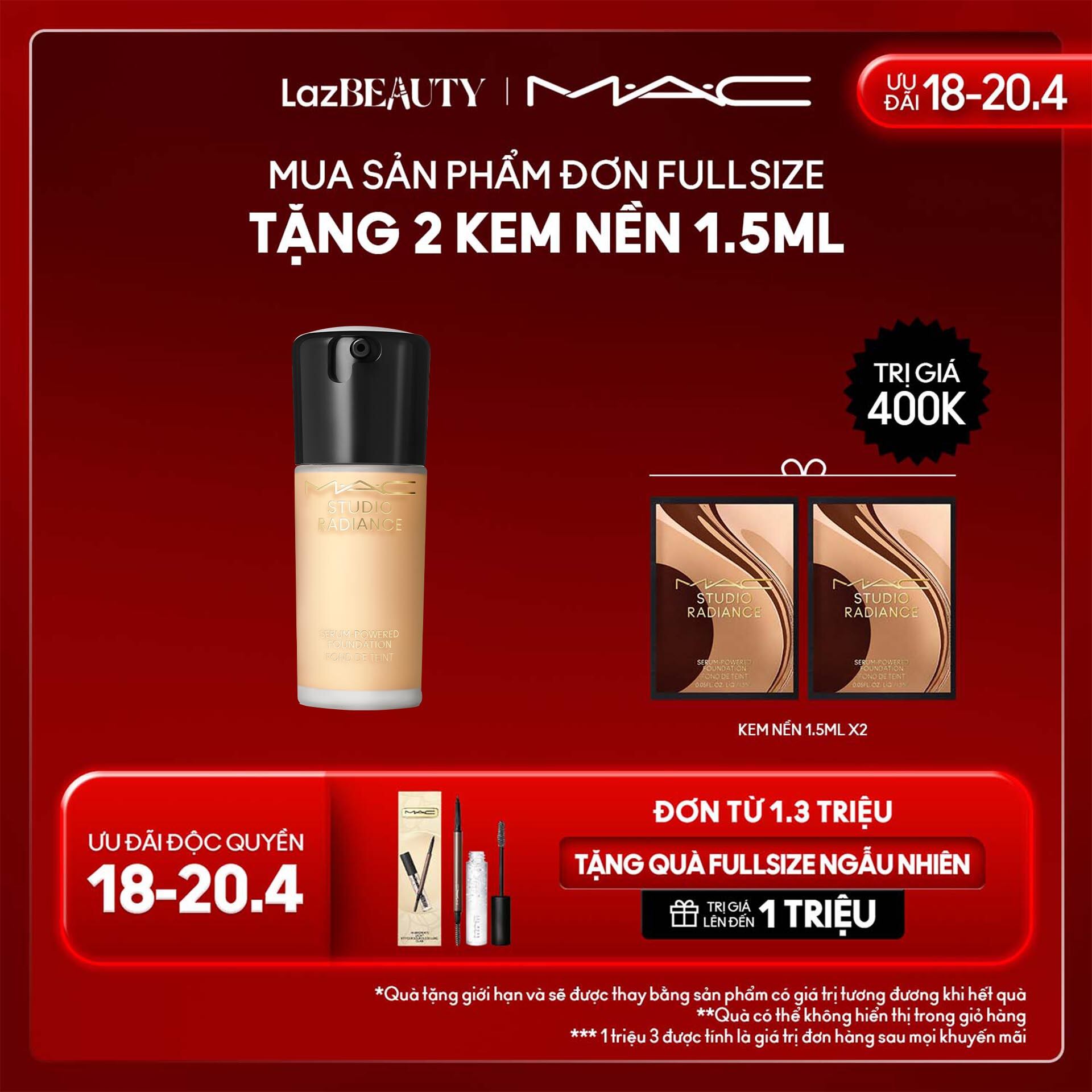 [ƯU ĐÃI 18-20.4] Kem nền căng bóng Studio Radiance Serum Powered Foundation 30ml với nhiều thành phần dưỡng da và độ che phủ linh hoạt