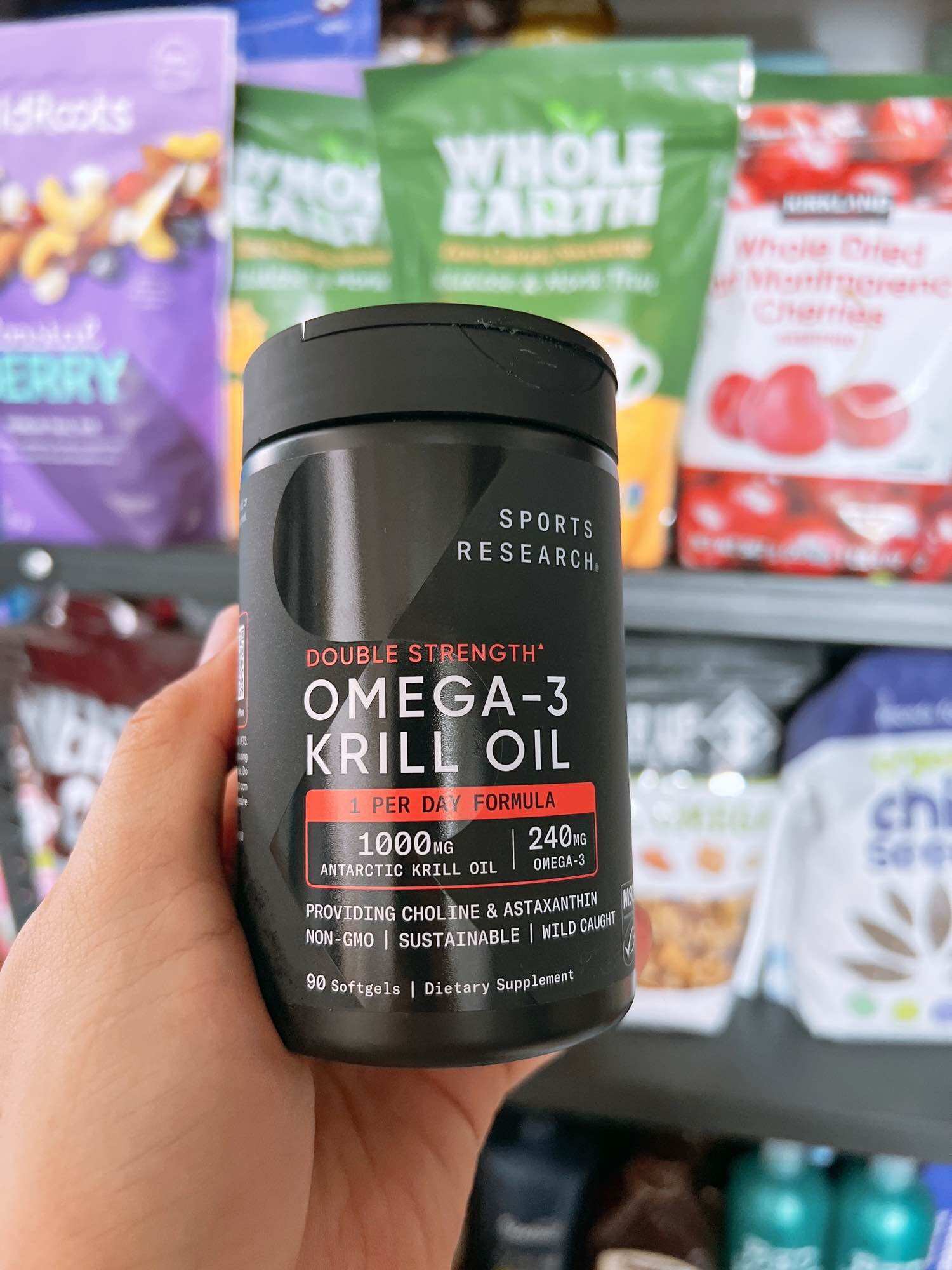 [Exp: 02/ 2029] Omega 3 Sports Research Double Strength Omega 3 Krill Oil 1000Mg 240Mg Omega 3 90 Capsules Usa.