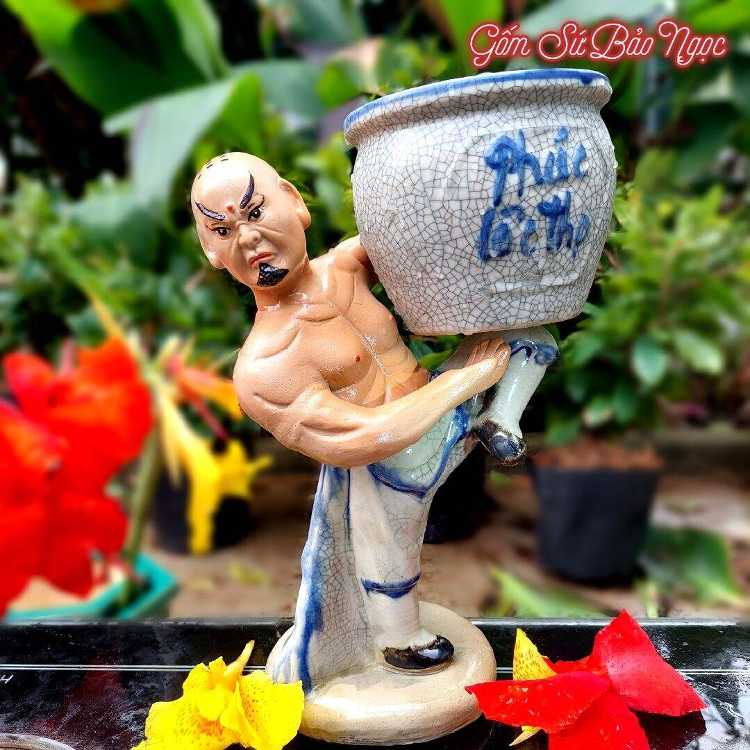Chậu tượng bonsai nhất cước men sứ cao cấp gốm sứ bảo ngọc