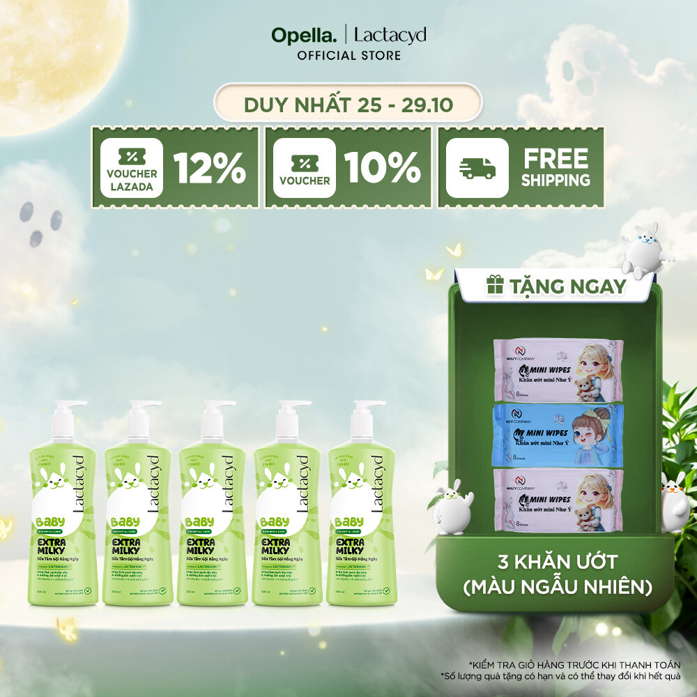 Bộ 5 Chai Sữa Tắm Gội Trẻ Em Lactacyd Baby Extra Milky Làm Sạch Dịu Nhẹ và Dưỡng Ẩm Vượt Trội Size Jumbo 800ml Cho Bé