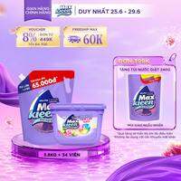 Combo Túi nước giặt xả 3.8 kg + Túi viên giặt xả 34 viên MaxKleen hương Huyền Diệu