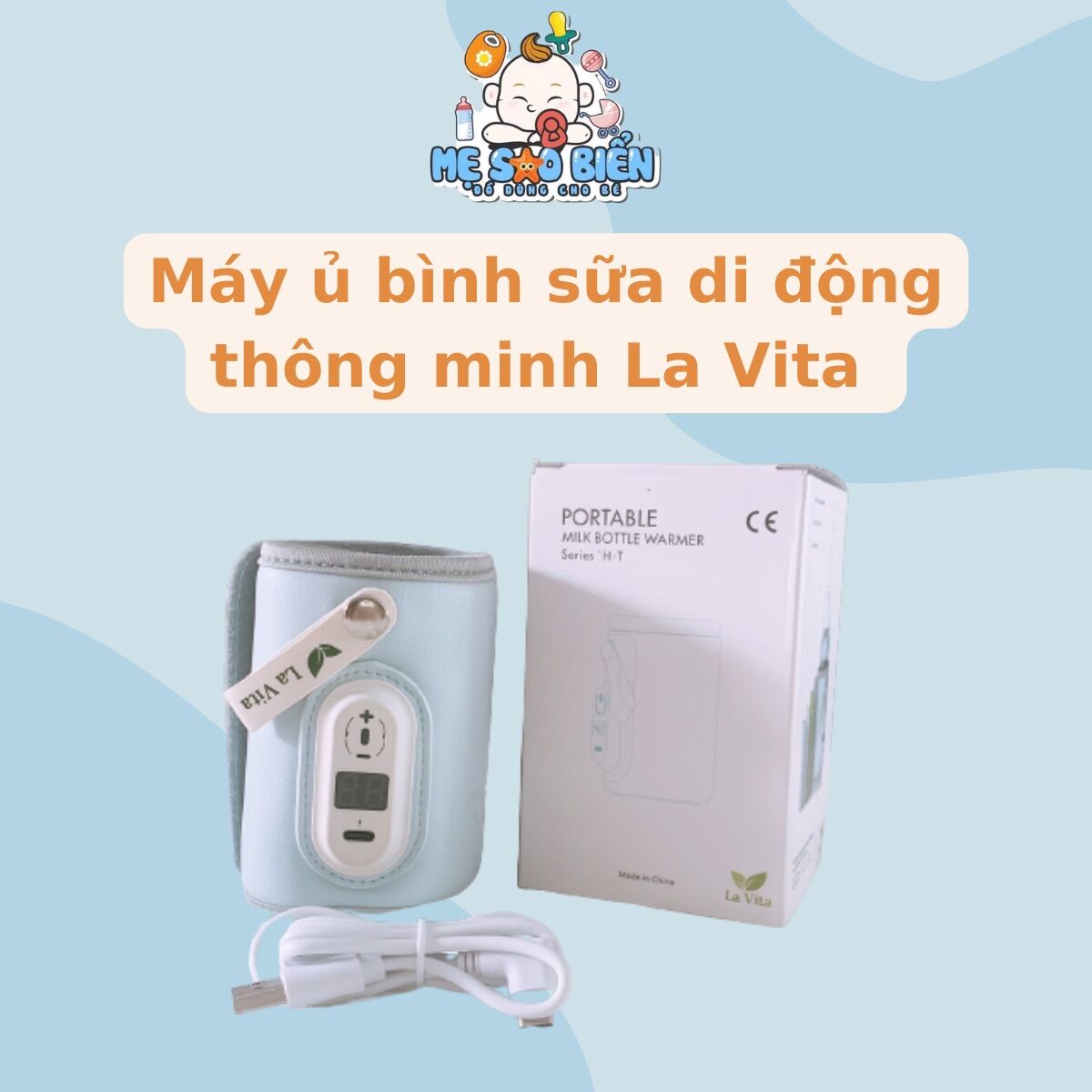 Máy ủ bình sữa di động thông minh La Vita Máy hâm sữa tích điện Lavita