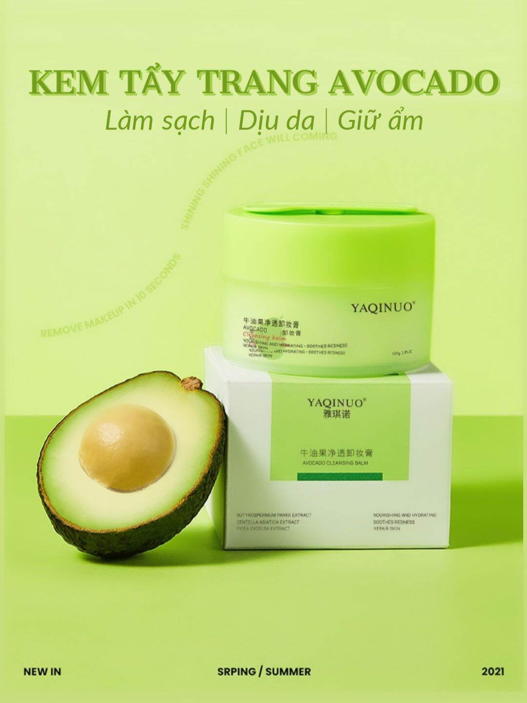 [YAQINUO®] KEM TẨY TRANG AVOCADO 🥑 100G Lazada.vn