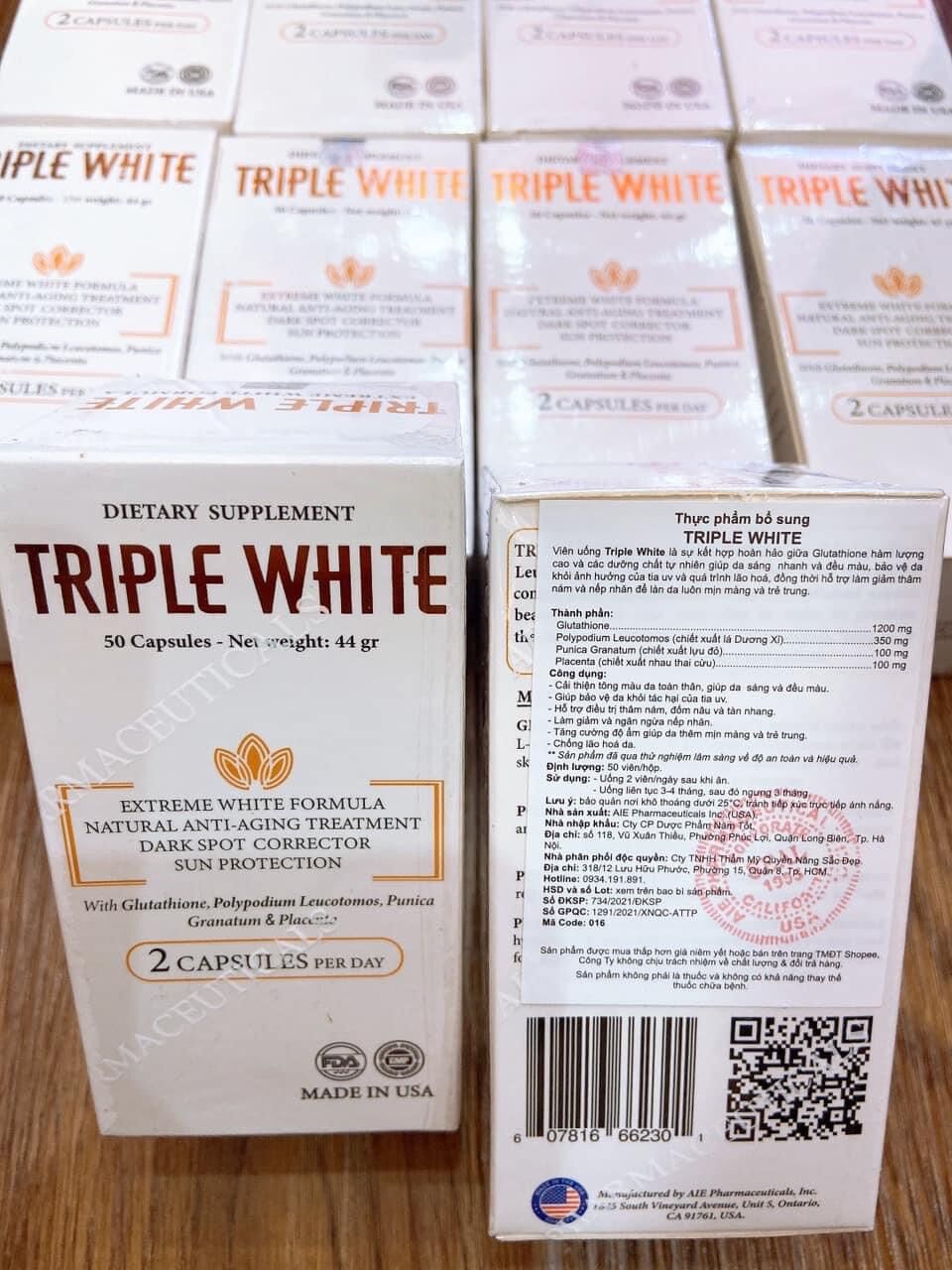Viên uống trắng da triple white usa