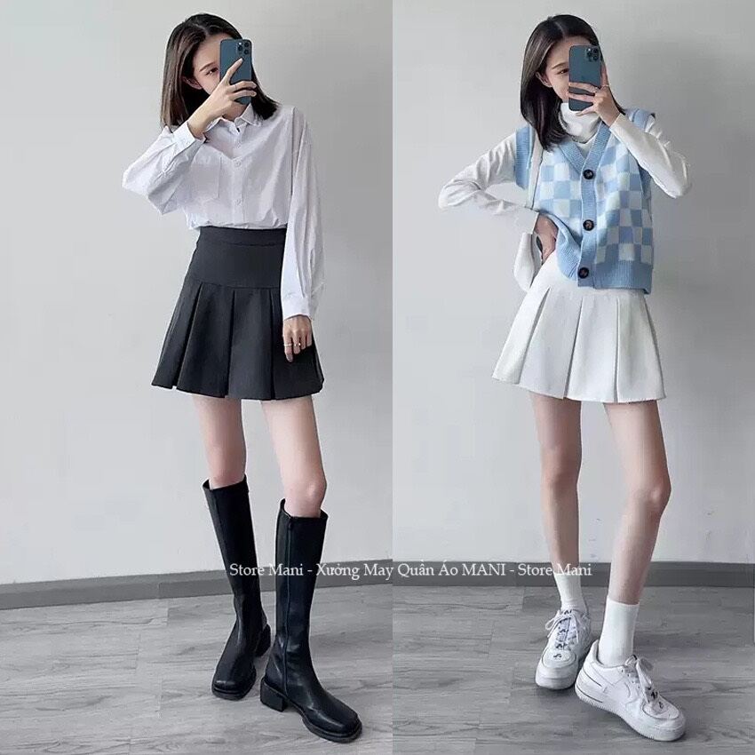chân váy xếp ly bản to 4 màu 305