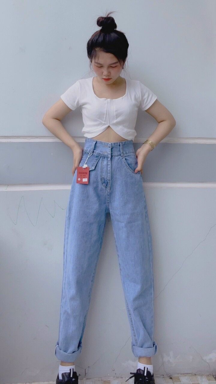 👉🏿BAGGY JEANS LƯNG CAO 2 NÚT TÚI NẮP