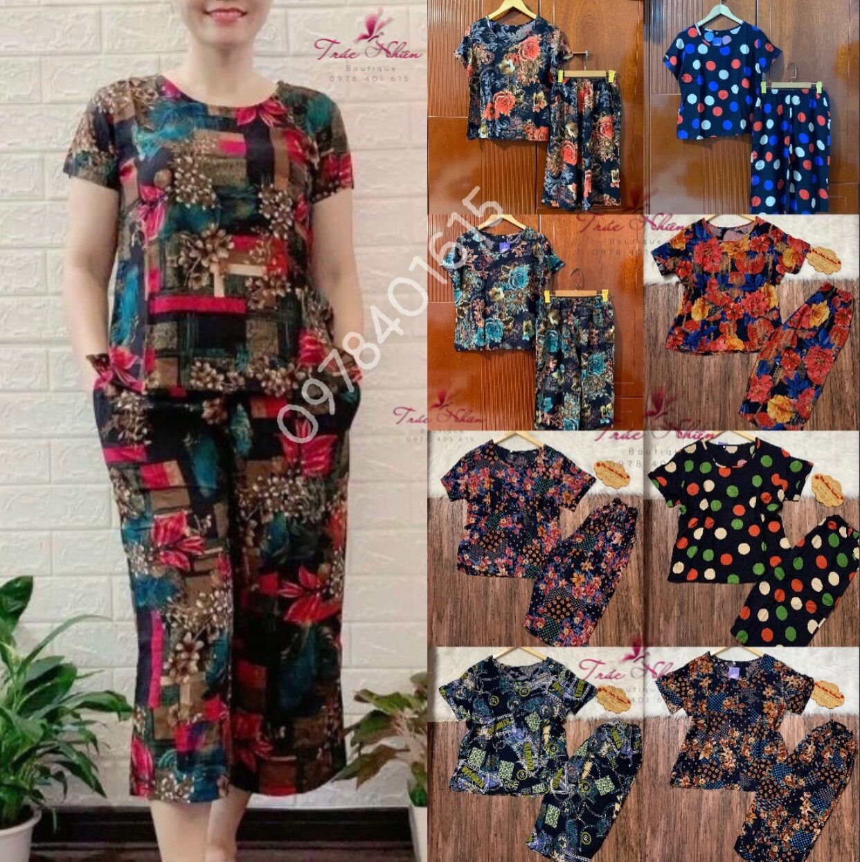 Đồ bộ tole thái lửng trung niên, đồ bộ lanh mềm mát mặc nhà cho mẹ, người già người lớn tuổi - LL23