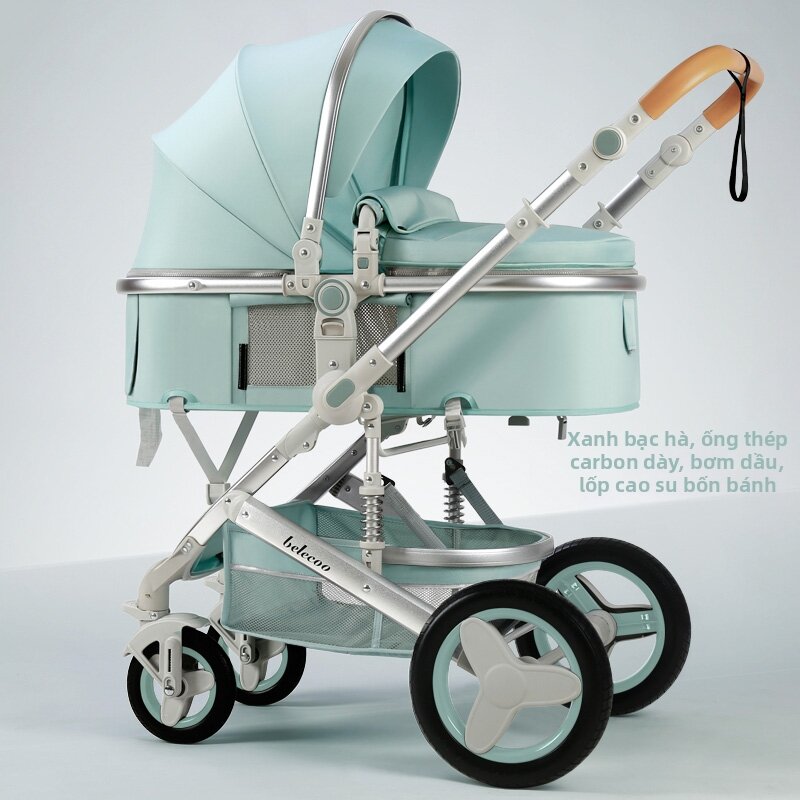 High View Bidirectional Folding Lightweight and Portable Independent Shock Absorption Baby Stroller - 4