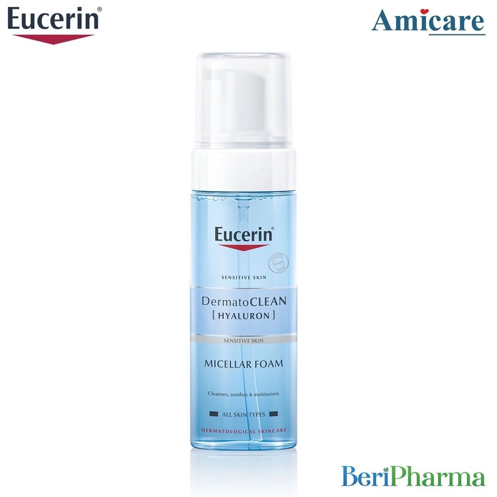 [Hcm]Eucerin Bọt Tẩy Trang Làm Sạch & Dưỡng Ẩm Dermato Clean Hyaluron Micellar Foam 3 In 1 150Ml