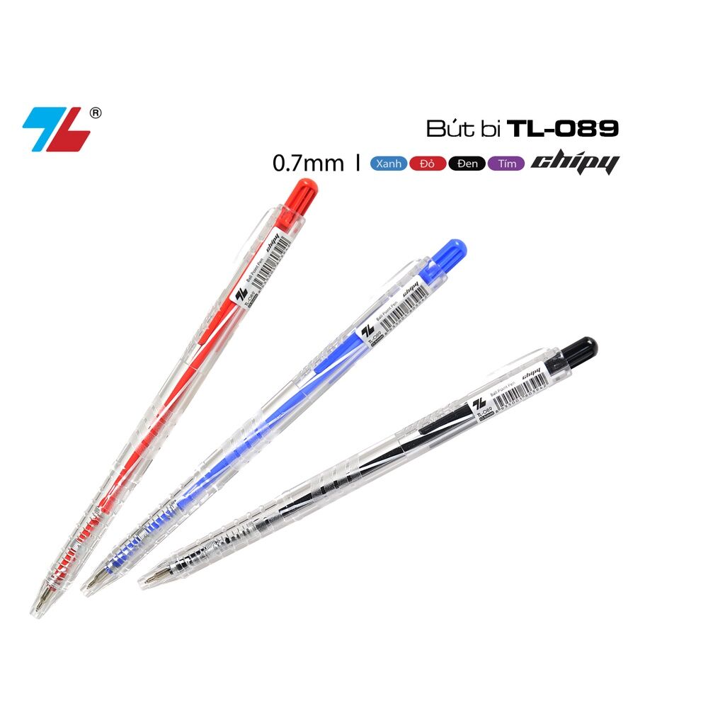 Hộp 20 cây bút bi Thiên Long TL-089 ngòi 0.5mm giá sỉ mực xanh, đỏ