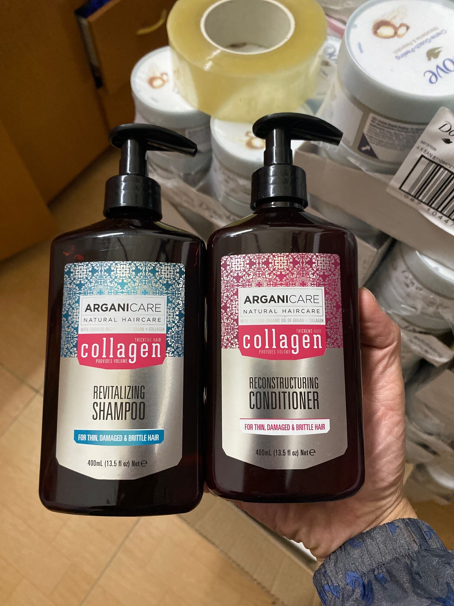 Cặp dầu gội xả Argani care collagen Pháp 400ml