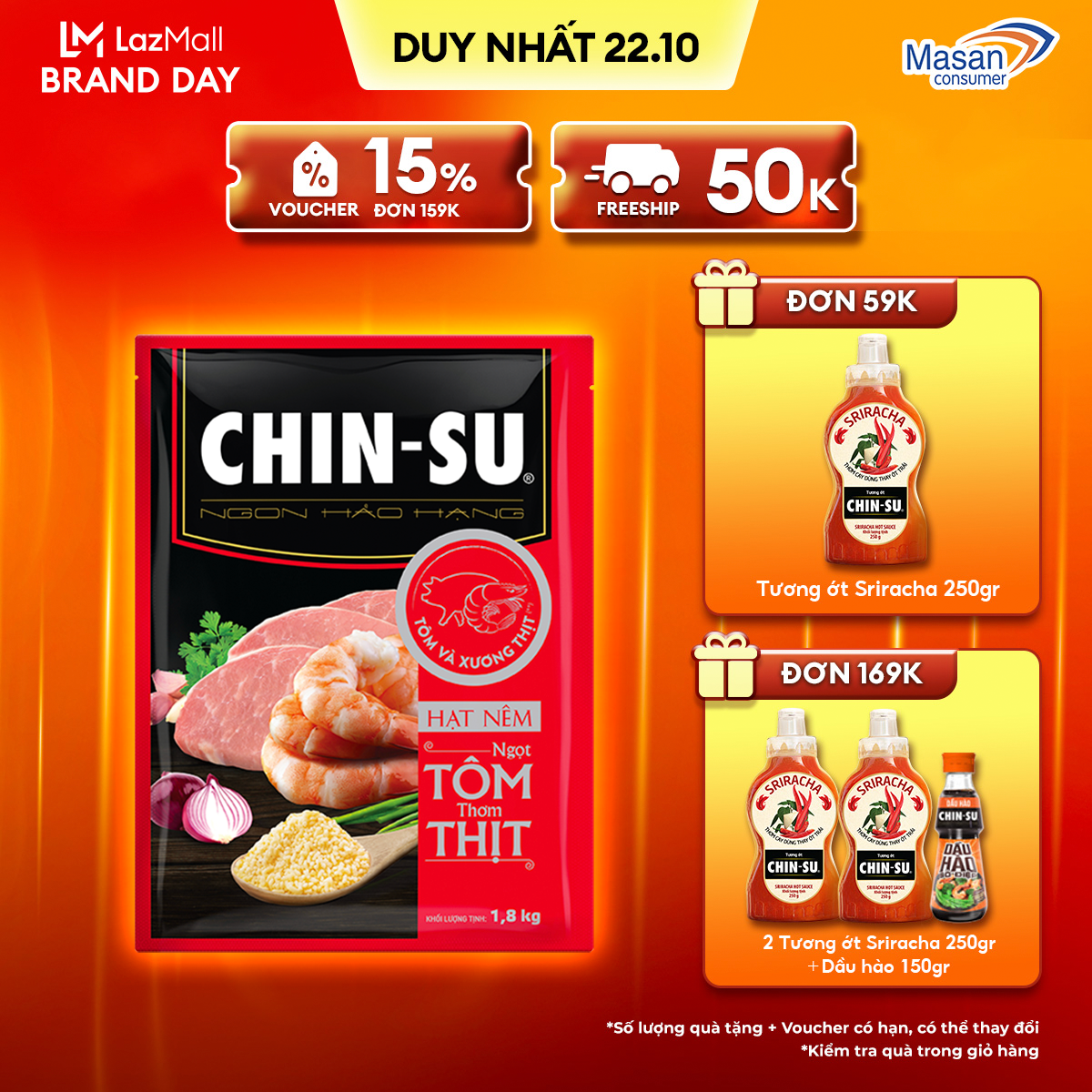 [CHỈ TRONG 22.10 VOUCHER 20% CHO ĐƠN TỪ 199K] (Chọn Loại) Hạt Nêm CHIN-SU Ngọt Tôm Thơm Thịt