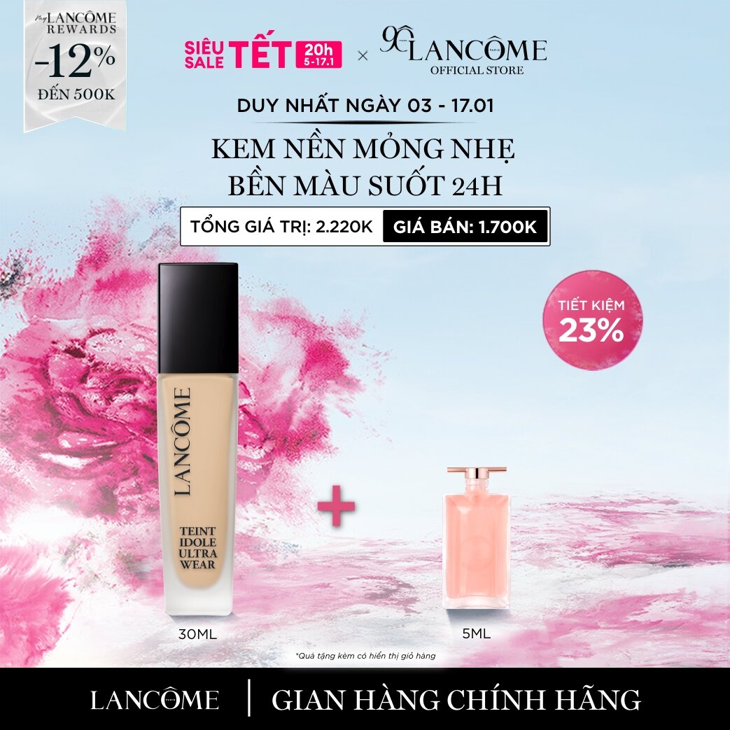 [DUY NHẤT 3-17/1 - Voucher 12%] Kem nền Lancôme Teint Idole Ultra Wear bền màu suốt 24h SPF 48/PA ++