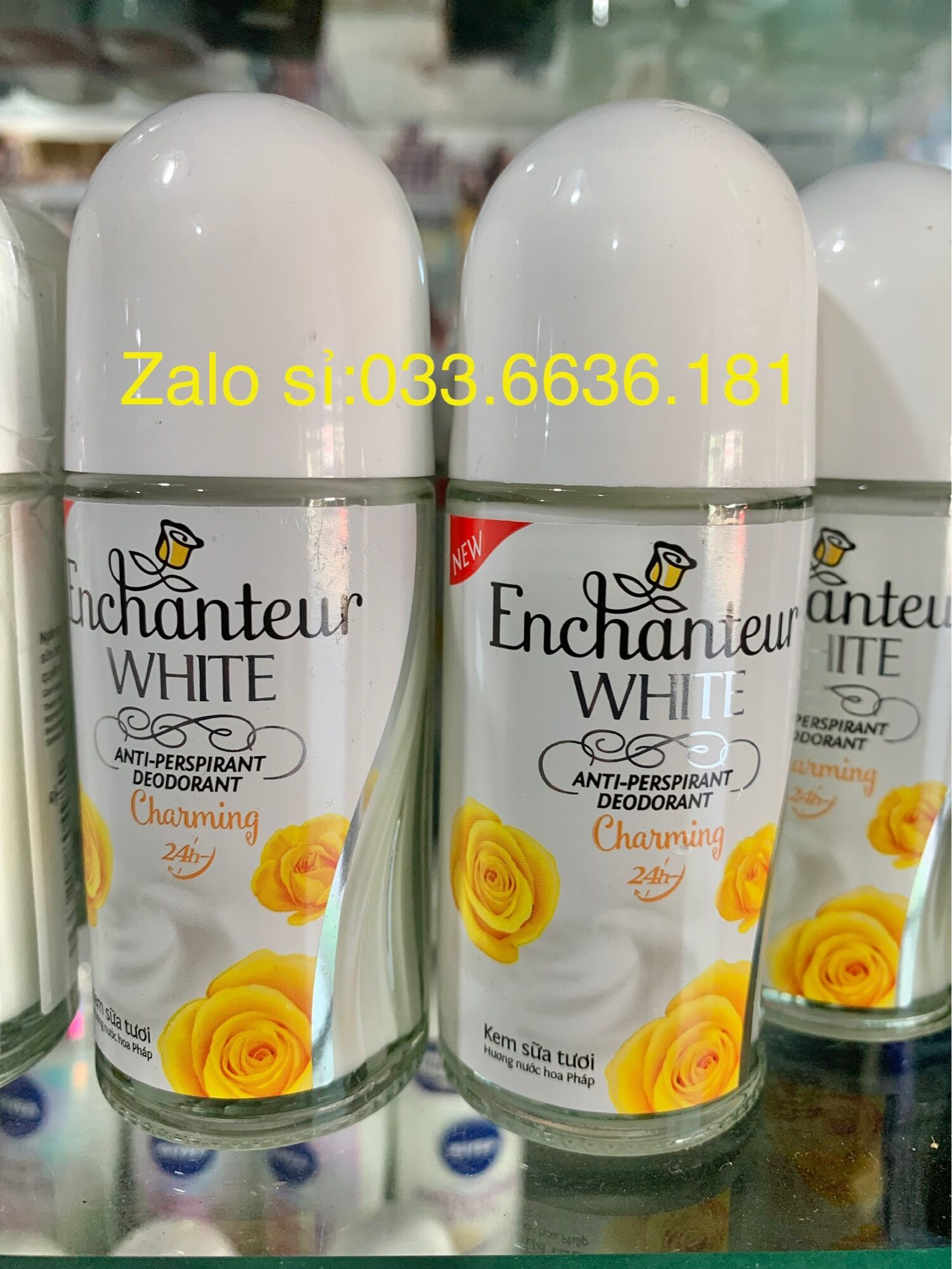 Lẻ 1 chai lăn enchanter vàng dạng sữa chai 50ml
