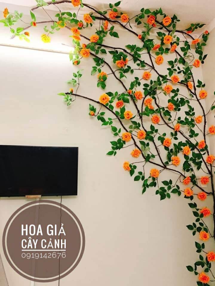 Dây Hồng Leo trang trí Thân Cổ 3M- Hoa Lụa