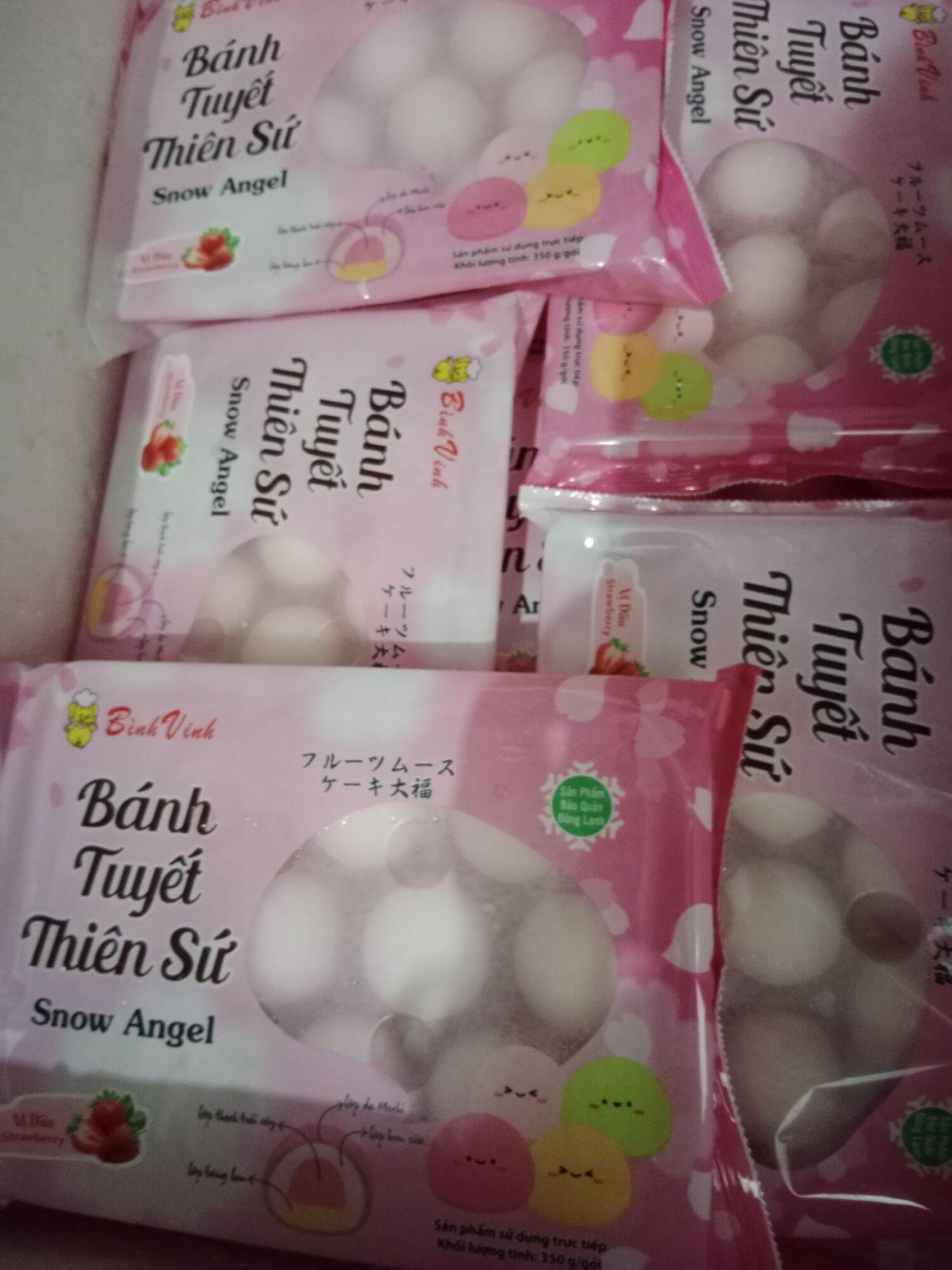 Bánh tuyết thiên sứ mochi dâu ( Ship hoả tốc TP.HCM)