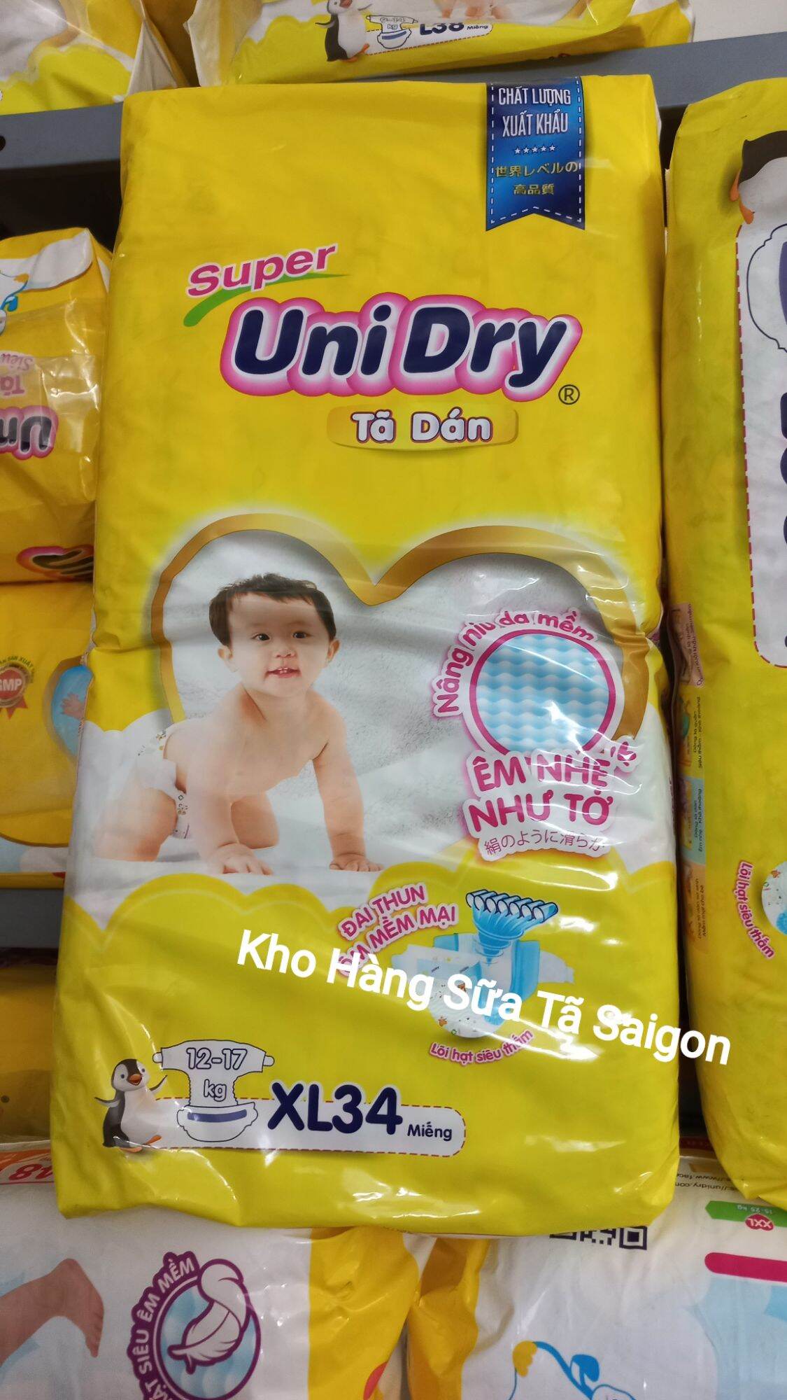 Tã Dán Unidry Size M(42 miếng) L(38 miếng) XL(34 miếng)