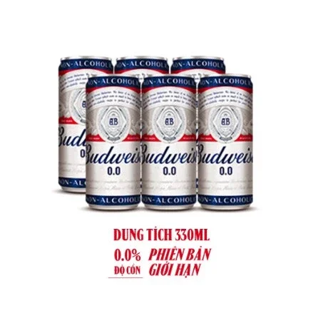 Lốc 6 lon bia không cồn Budweiser 330ml