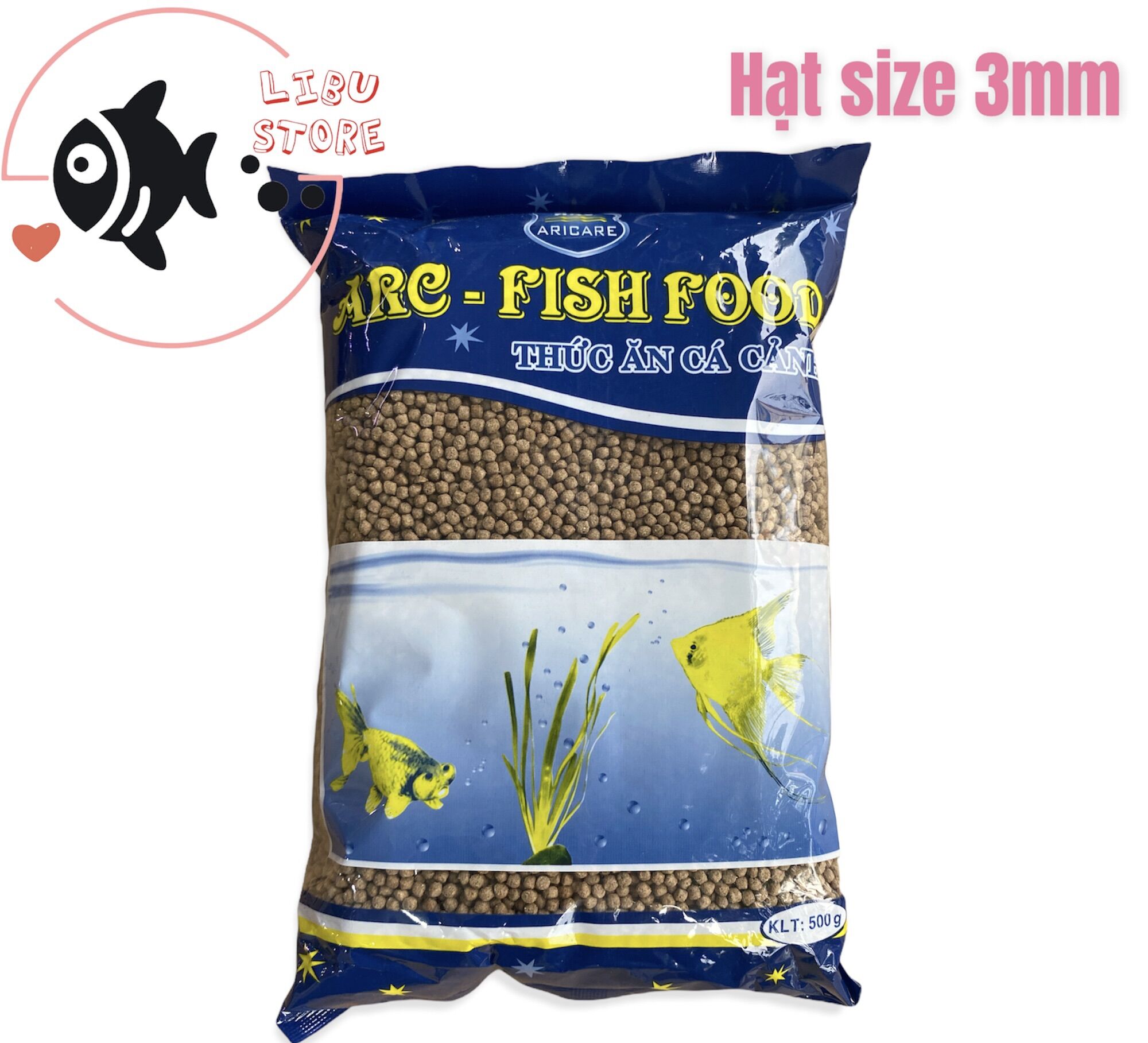 Thức ăn cho cá cảnh aricare hạt size 3mm - 500g
