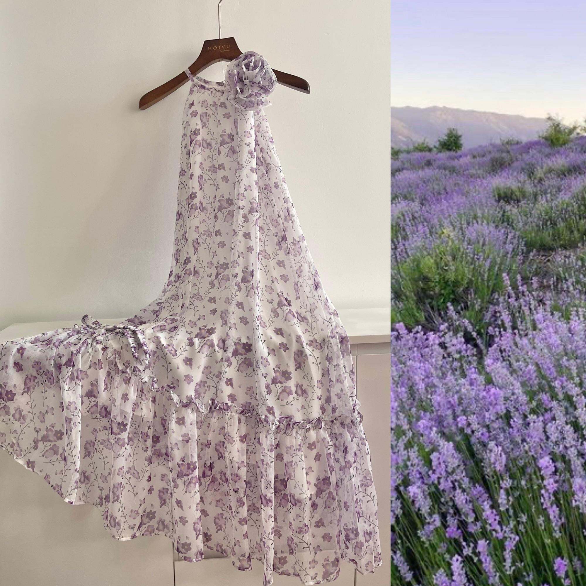 Váy yếm tơ hoa, hoa cài rời Violet