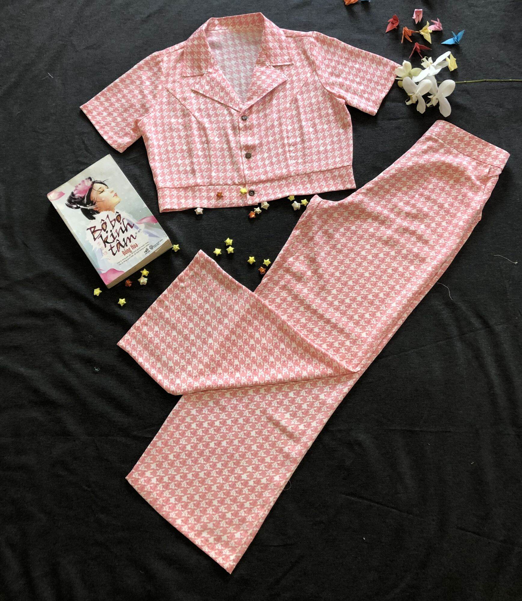 bộ croptop quần ống rộng mango