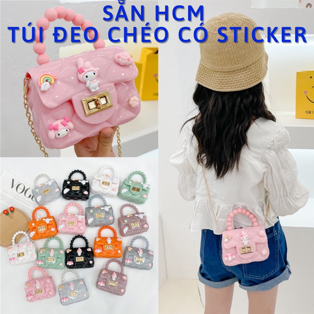 Túi ngọc đeo chéo bé gái có sticker, túi đựng lì xì
