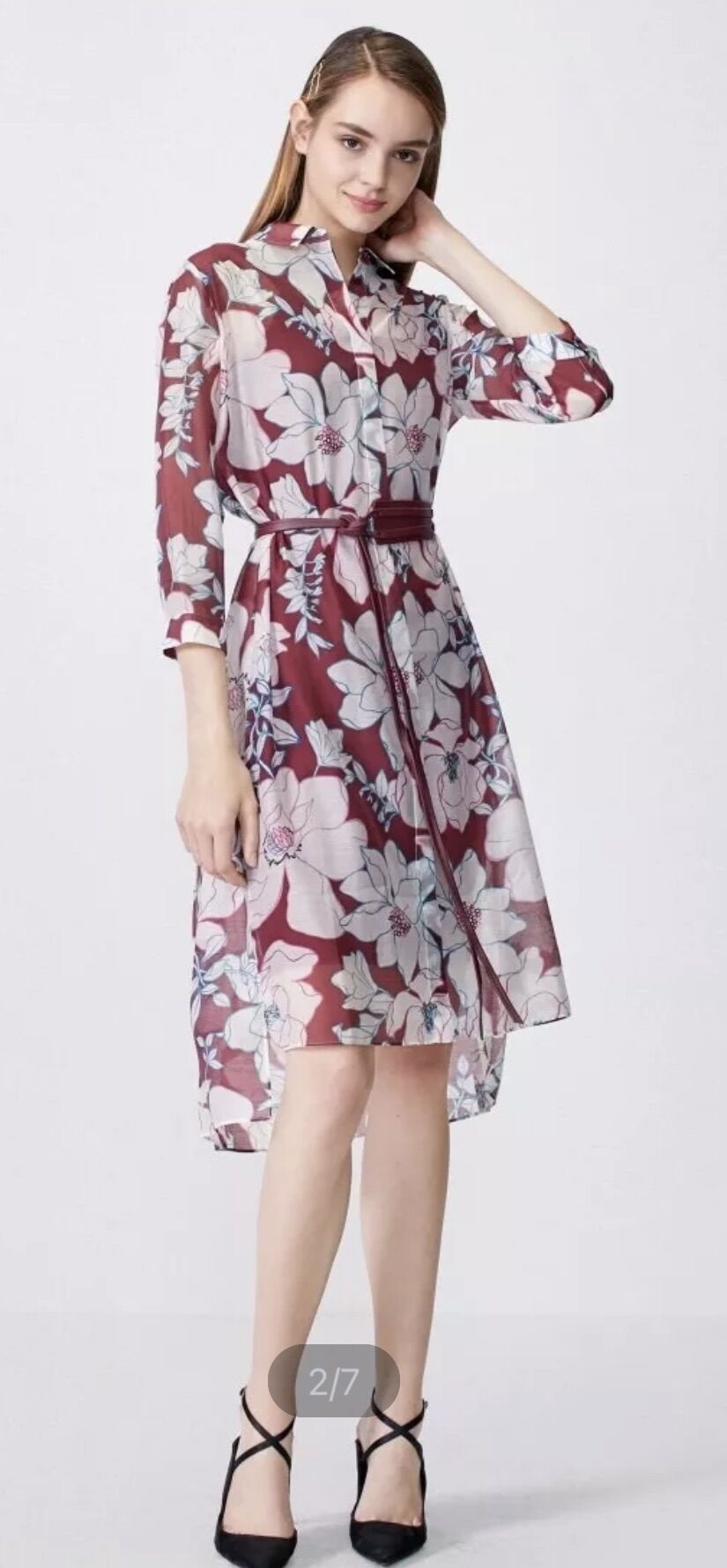 Vero moda đầm sơ mi cổ bẻ in hoa tay 3/4 new tem tag
