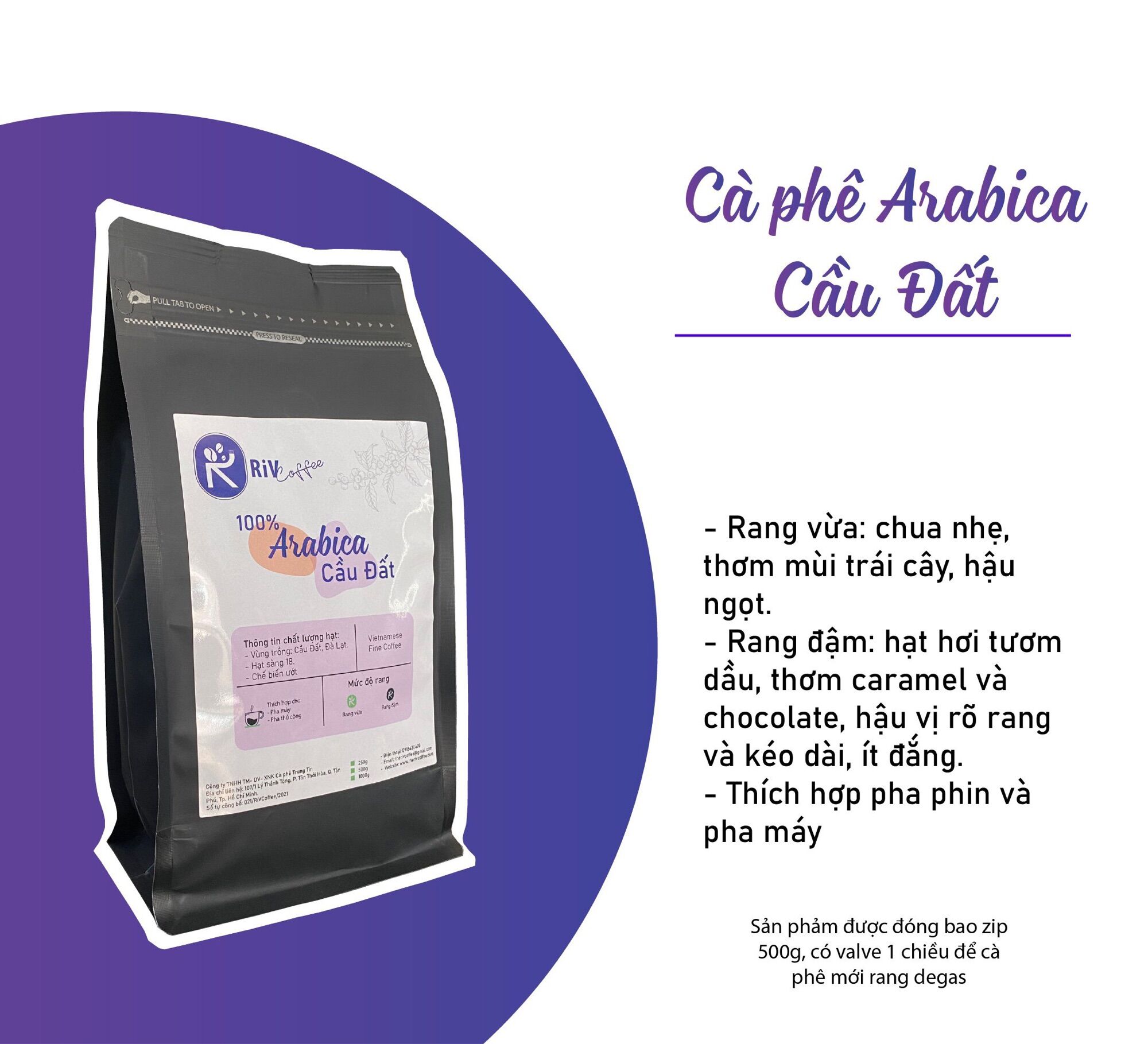 Cà phê arabica cầu đất chế biến ướt - 250gr / 500gr / 1000gr