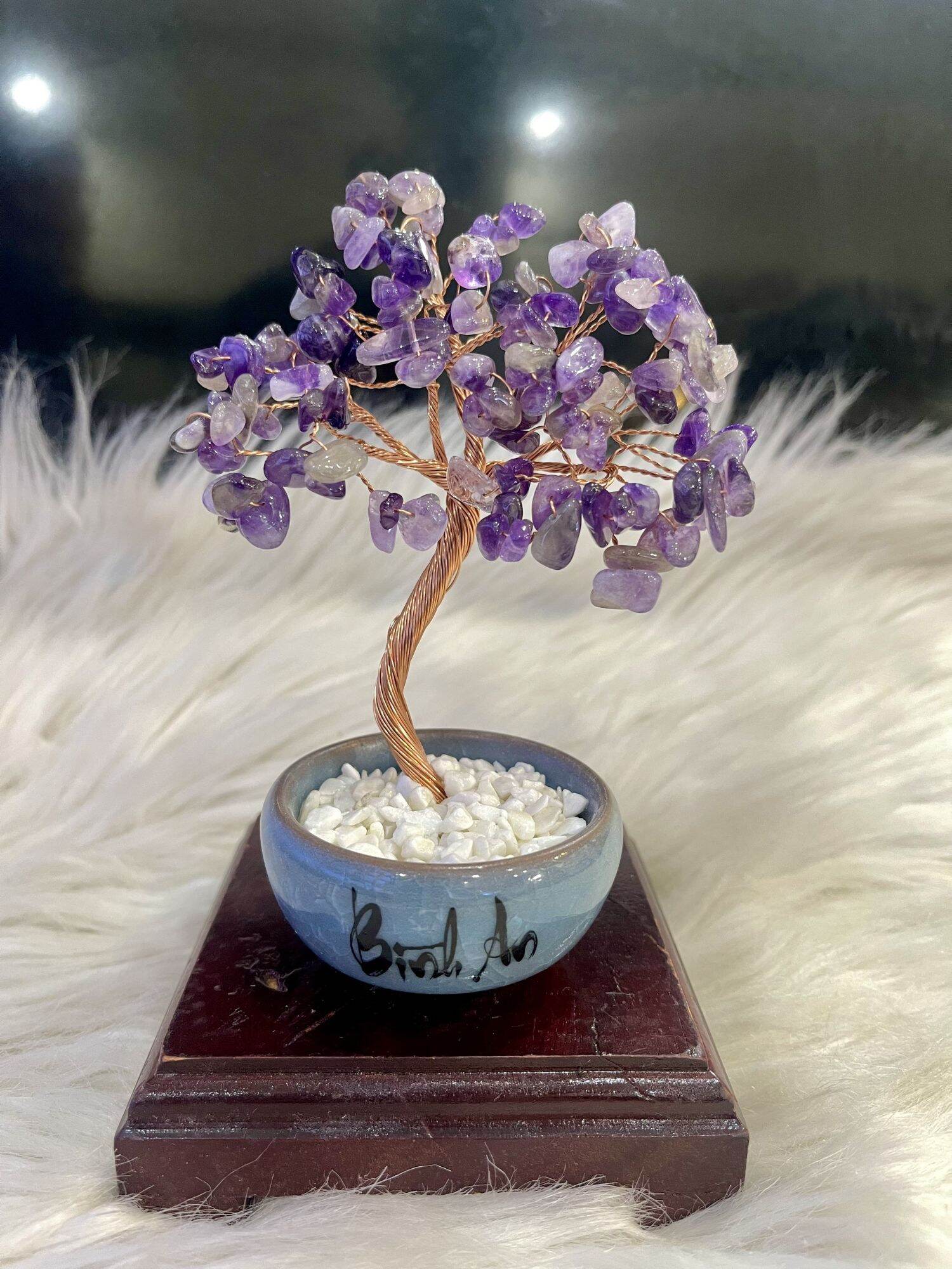 Cây thạch anh tài lộc đặt bàn làm việc decor trang trí từ đá tự nhiên