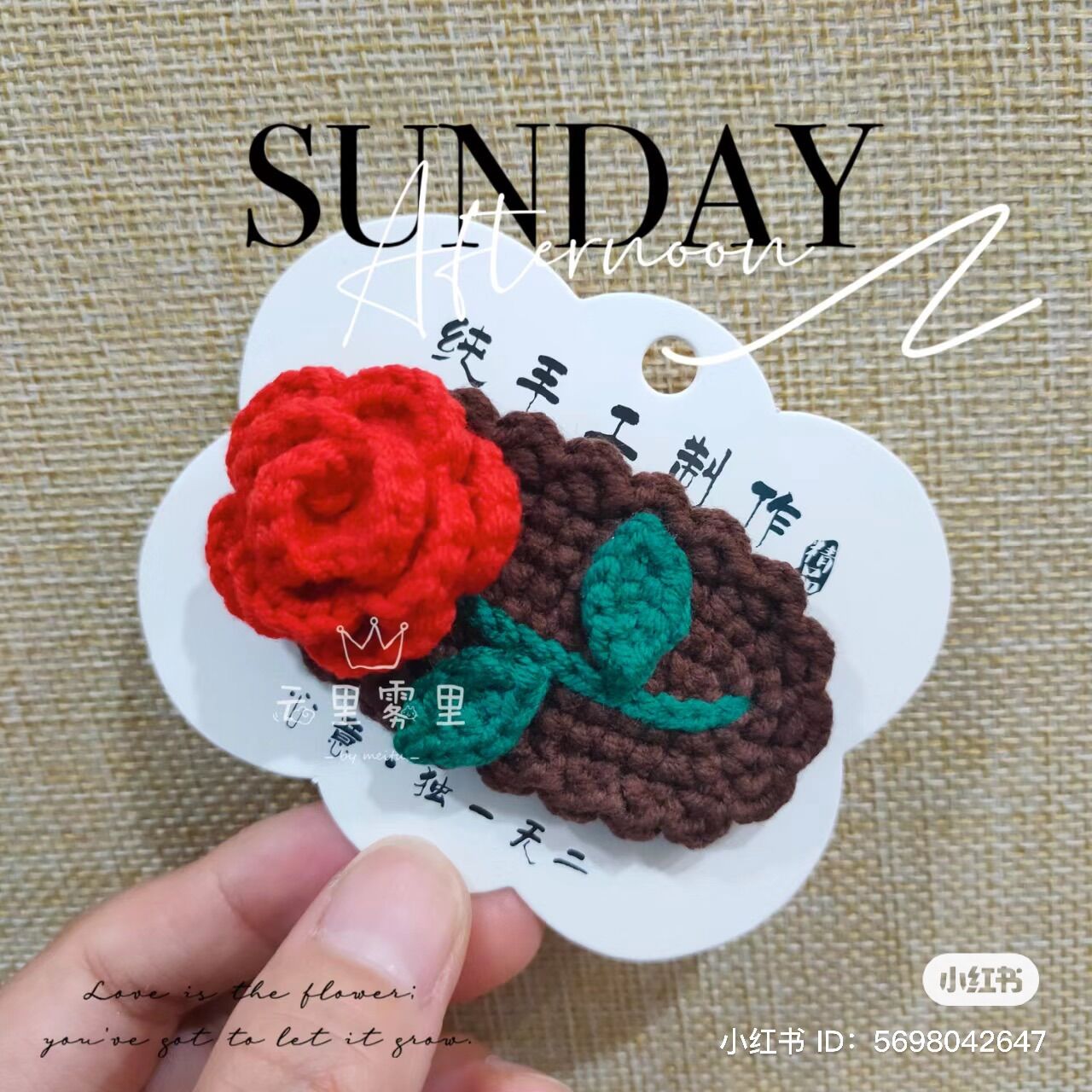 Kẹp tóc hoa hồng/kẹp tóc len/kẹp tóc handmade mẫu 6