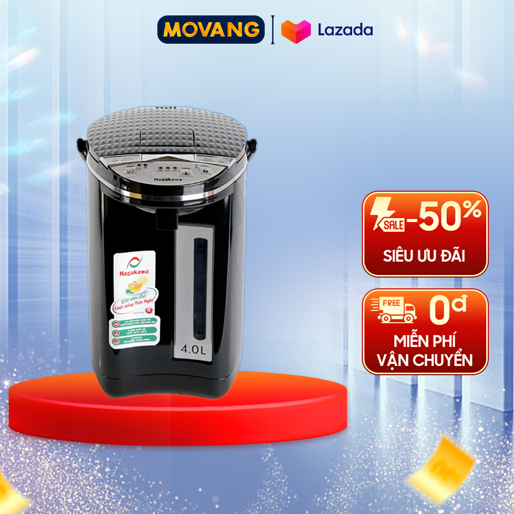 - bình thủy điện nagakawa 4 lít nag0404 - công suất 750w - đế xoay 360 độ tiện lợi