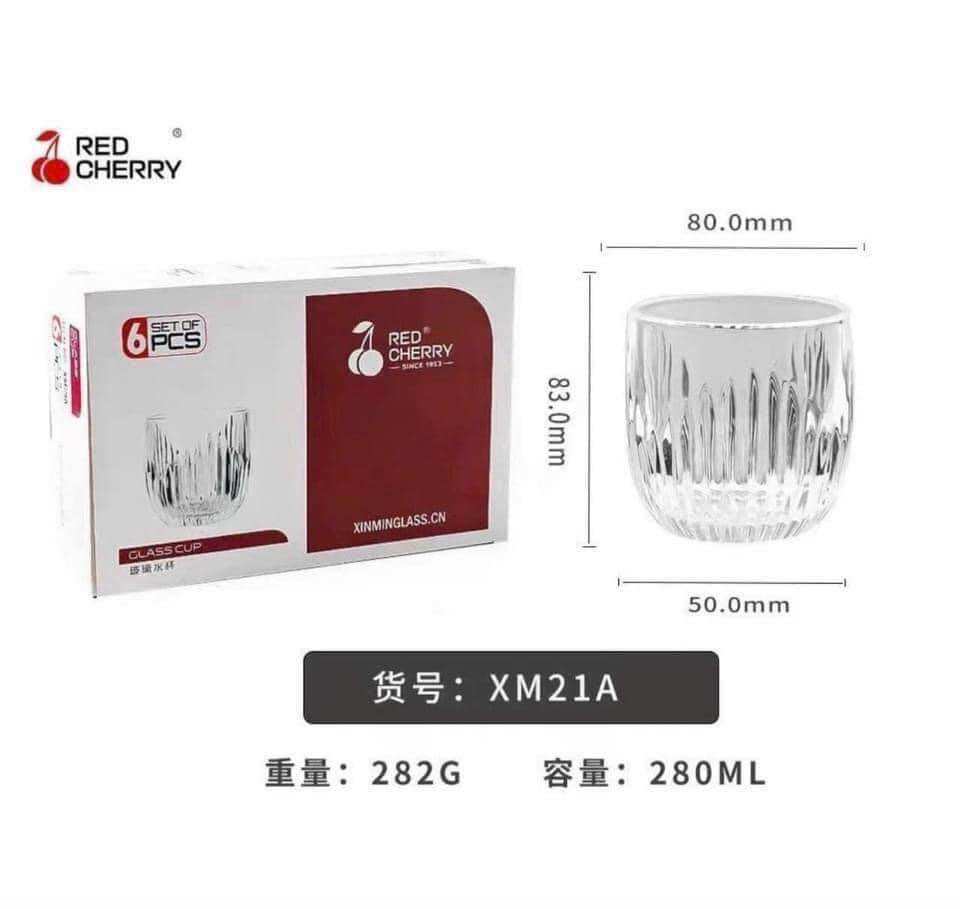 Bộ 6 cốc cherry thuỷ tinh cao cấp dung tích 280ml