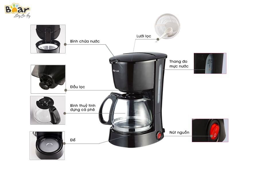 Máy pha cà phê mini tự động BEAR  pha Espresso cafe rang xay nguyên chất cao cấp