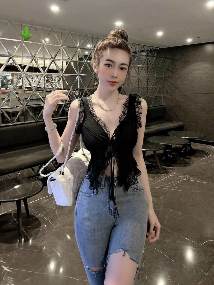 ÁO DÂY KIỂU PHỐI REN CROPTOP FORM 50KG(PC)