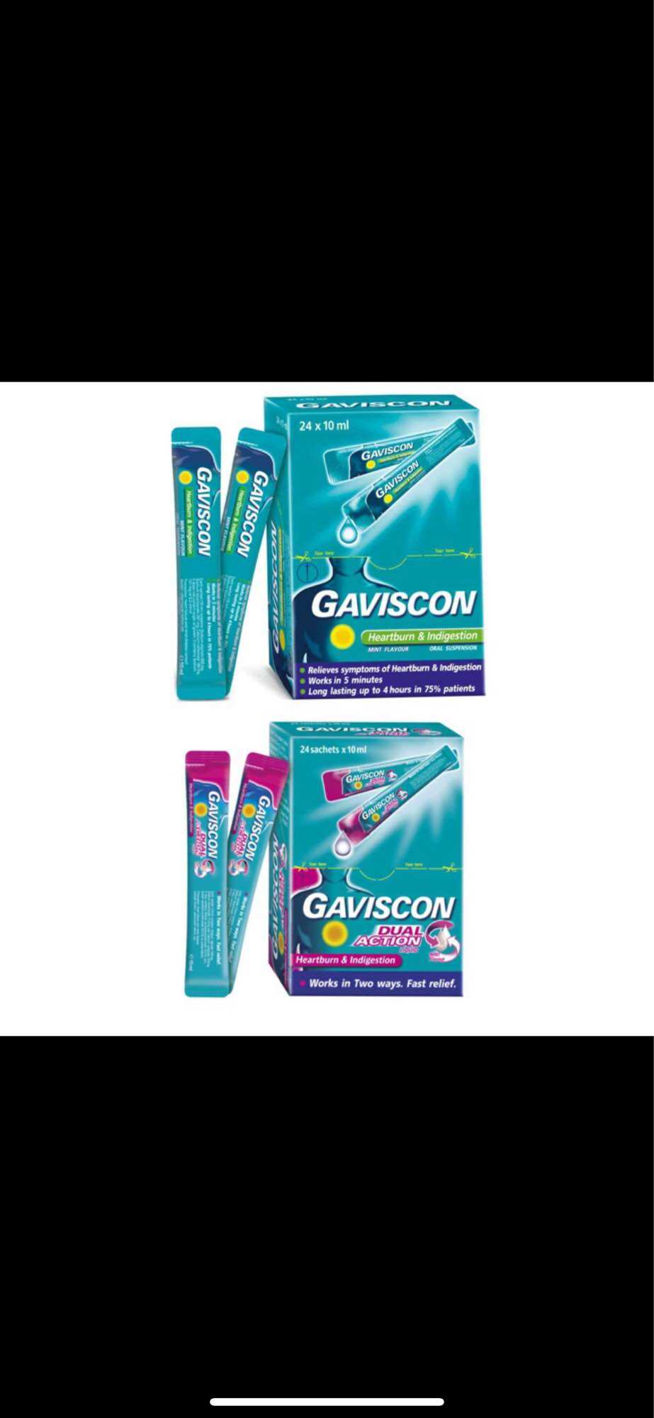 Gaviscon Dual Action - Gaviscon Xanh ( hộp 24 gói x 10ml