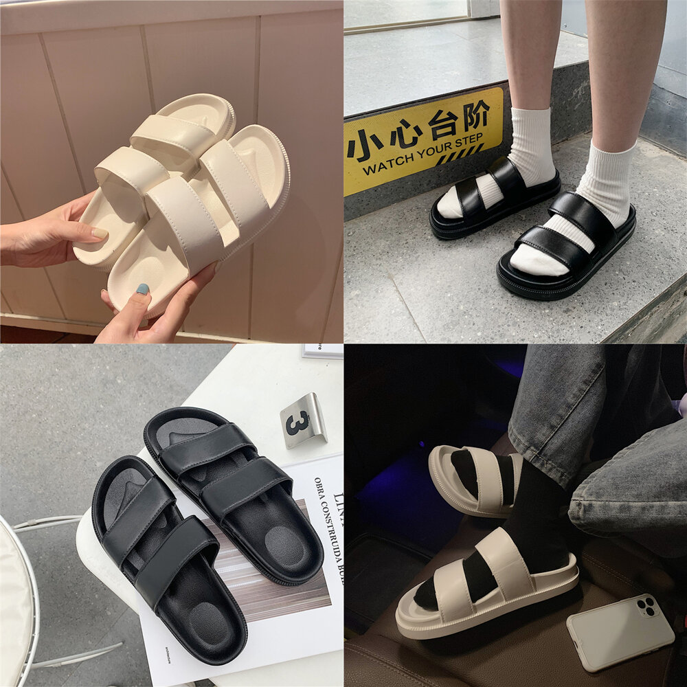 Dép Lê Đế Dày Sọc Mảnh Dép Đi Biển Phong Cách Harajuku Phong Cách Hồng Kông Cổ Điển Đi Bên Ngoài Thời Trang Nổi Tiếng Trên Mạng Sành Điệu Instagram Mùa Hè Cho Nữ
